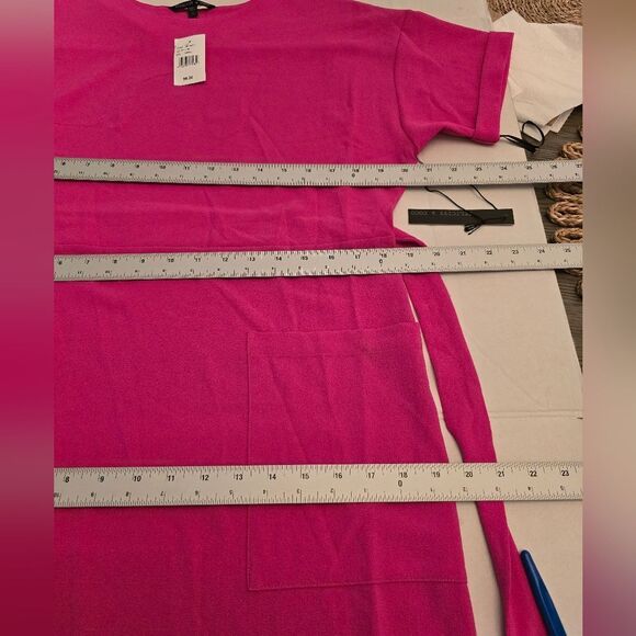 Felicity & Coco Hot Pink Shift Dress Tie Waist With Pockets Size Small - Picture 8 of 9